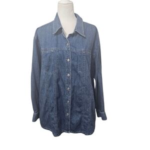 Marsh Landing Blues Denim Shacket Overshirt Blue 100 % Cotton XL